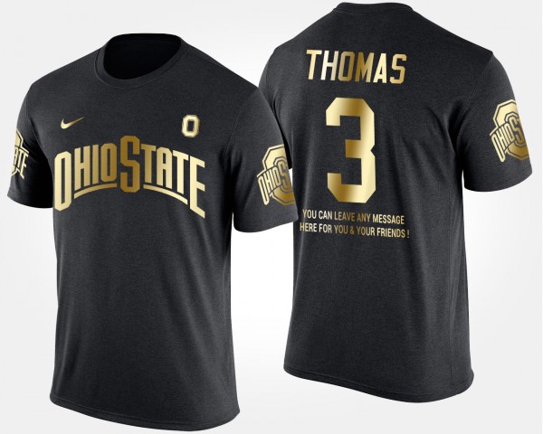 Ohio State Buckeyes Michael Thomas Men's #3 Limited Gold With Message Short Sleeve Black College Football T-Shirt 2404PTHJ5